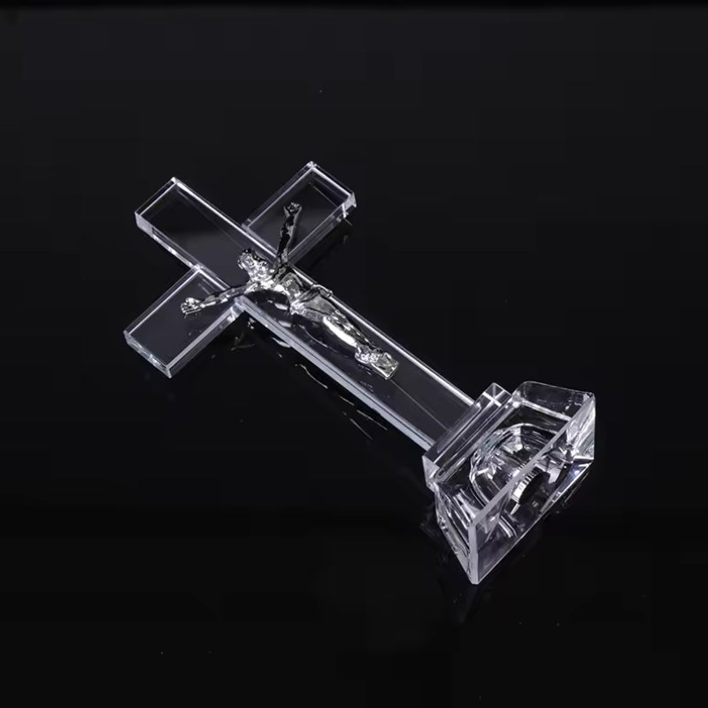 Crystal Glass Cross Jesus with LED